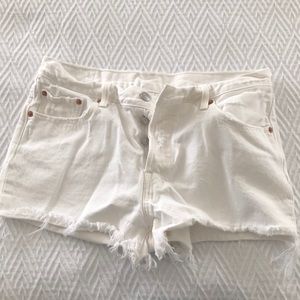 White Levi Shorts
